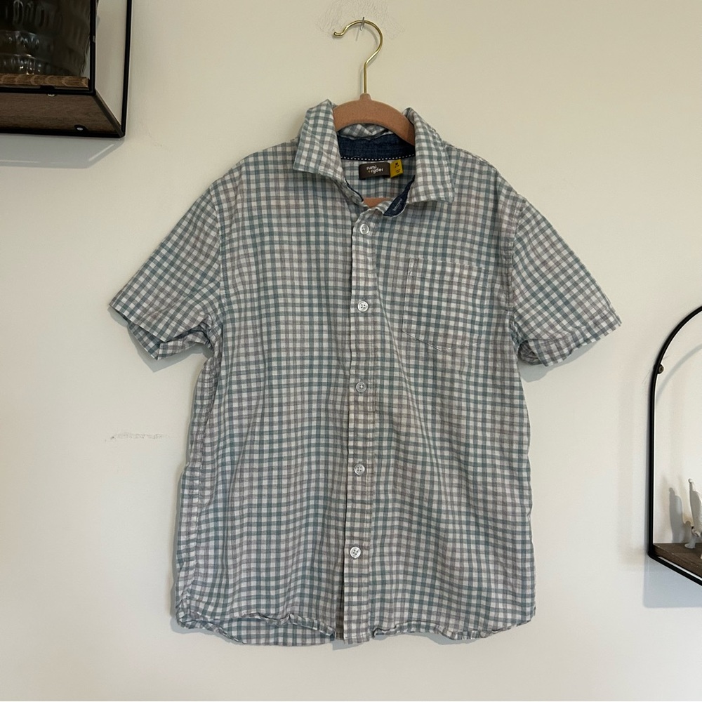 Rumi + Ryder Small Check Short Sleeve Collared Button‎ Uo Shirt Size Medium 8-10